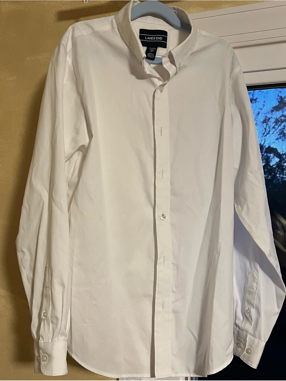 Lands' End Men's White Button-Front Dress Shirt